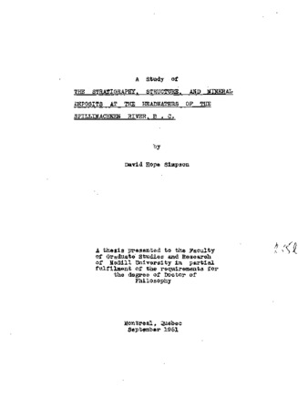 A study of the stratigraphy, structure, and mineral deposits at the headwaters of the Spillimacheen River, B.C. thumbnail