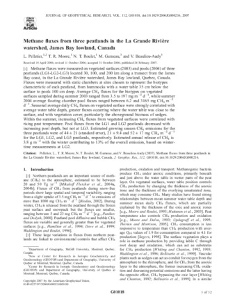 Methane fluxes from three peatlands in the La Grande Rivière watershed, James Bay lowland, Canada thumbnail