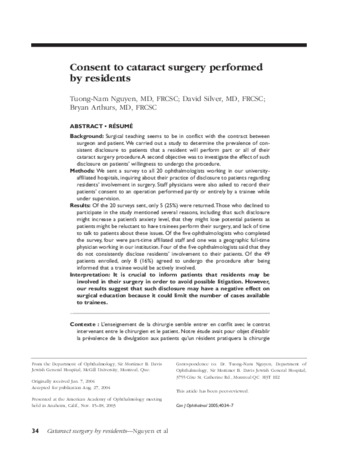 Consent to cataract surgery performed by residents thumbnail