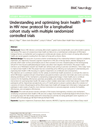 Understanding and optimizing brain health in HIV now: protocol for a longitudinal cohort study with multiple randomized controlled trials thumbnail