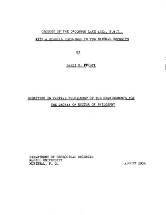 Geology of the O’Connor Lake area, N. W. T. with special reference to the mineral deposits. thumbnail