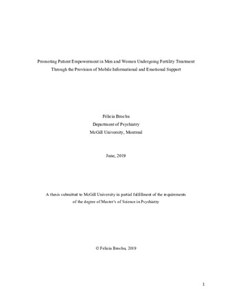 Promoting patient empowerment in men and women undergoing fertility treatment through the provision of mobile informational and emotional support thumbnail