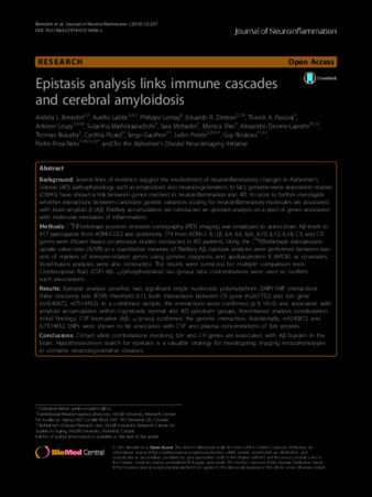 Epistasis analysis links immune cascades and cerebral amyloidosis thumbnail