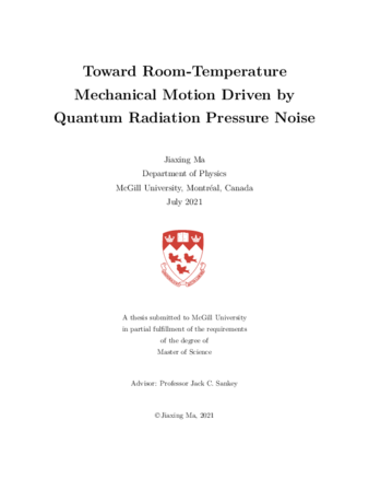 Toward room-temperature mechanical motion driven by quantum radiation pressure noise thumbnail