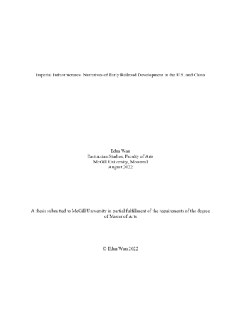 Imperial infrastructures: Narratives of early railroad development in the U.S. and China thumbnail