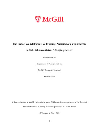 The Impact on Adolescents of Creating Participatory Visual Media in Sub-Saharan Africa: A Scoping Review thumbnail