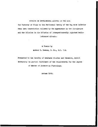 Studies on experimental ascites in the dog. thumbnail