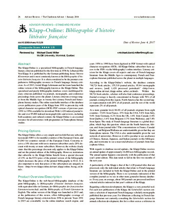 Klapp-Online: Bibliographie d'histoire littérraire française thumbnail