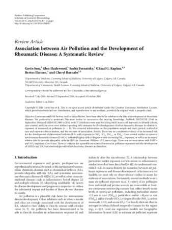 Association between Air Pollution and the Development of Rheumatic Disease: A Systematic Review thumbnail