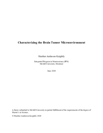 Characterizing the brain tumor microenvironment thumbnail