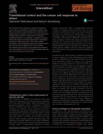 Translational control and the cancer cell response to stress thumbnail