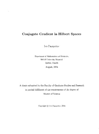 Conjugate gradient in Hilbert spaces thumbnail