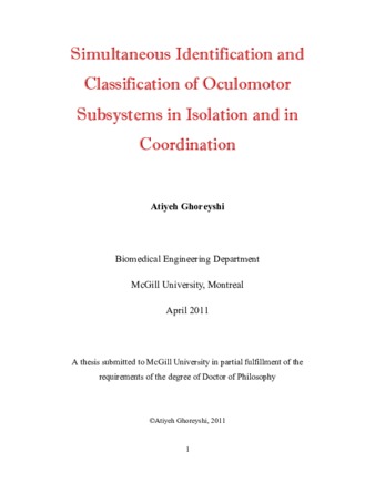 Simultaneous identification and classification of oculomotor subsystems in isolation and in coordination thumbnail