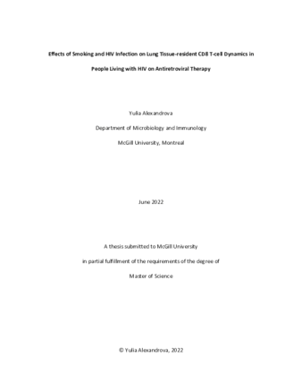 Effects of smoking and HIV infection on lung tissue-resident CD8 T-cell dynamics in people living with HIV an antiretroviral therapy thumbnail