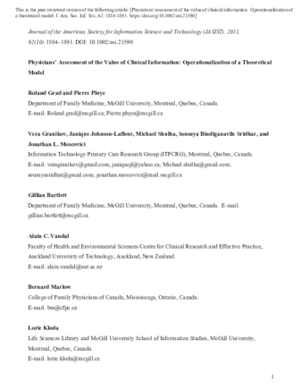 Physicians’ Assessment of the Value of Clinical Information: Operationalization of a Theoretical Model thumbnail