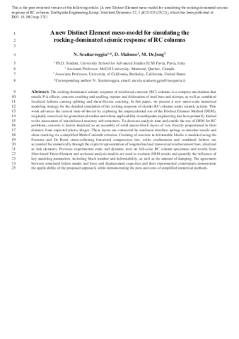 A new Distinct Element meso-model for simulating the rocking-dominated seismic response of RC columns thumbnail