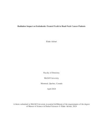 Radiation Impact on Endodontic-Treated Teeth in Head-Neck Cancer Patients thumbnail
