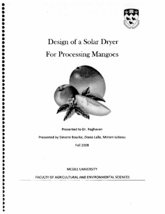 Design of a Solar Dryer For Processing Mangoes thumbnail