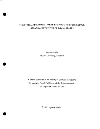 The state and labour : party regimes and state-labour relationships in three Indian states thumbnail