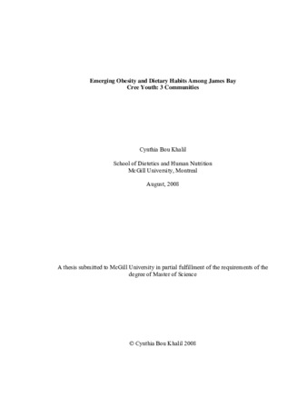 Emerging obesity and dietary habits among James Bay Cree youth: 3 communities thumbnail