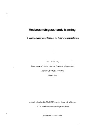 Understanding authentic learning : a quasi-experimental test of learning paradigms thumbnail