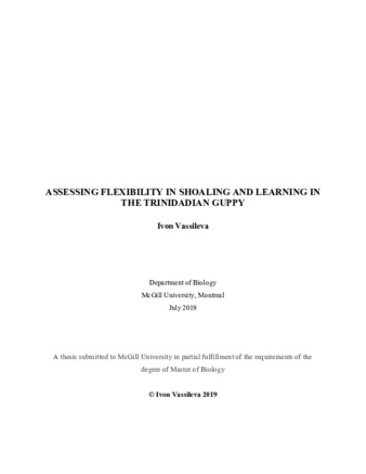 Assessing flexibility in shoaling and learning in the Trinidadian guppy thumbnail