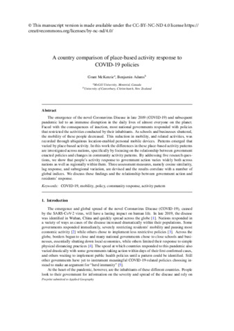 A country comparison of place-based activity response to COVID-19 policies thumbnail