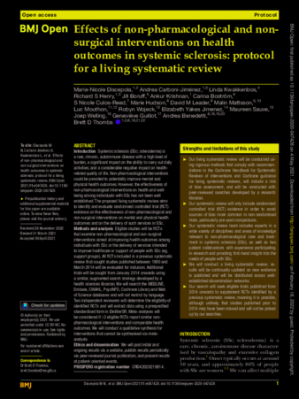 Effects of non-pharmacological and non-surgical interventions on health outcomes in systemic sclerosis: protocol for a living systematic review  thumbnail