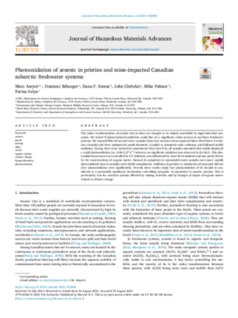Photooxidation of arsenic in pristine and mine-impacted Canadian subarctic freshwater systems thumbnail
