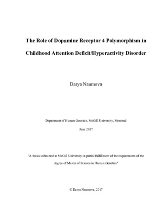 The role of dopamine receptor 4 polymorphism in Childhood Attention Deficit/Hyperactivity Disorder thumbnail