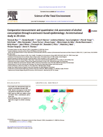 Comparative measurement and quantitative risk assessment of alcohol consumption through wastewater-based epidemiology: An international study in 20 cities thumbnail