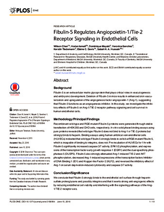 Fibulin-5 Regulates Angiopoietin-1/Tie-2 Receptor Signaling in Endothelial Cells thumbnail