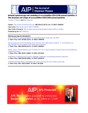 Infrared spectroscopy and modeling of co-crystalline CO2·C2H2 aerosol particles. II. The structure and shape of co-crystalline CO2·C2H2 aerosol particles thumbnail
