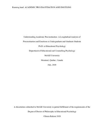 Understanding academic procrastination: A longitudinal analysis of procrastination and emotions in undergraduate and graduate students thumbnail
