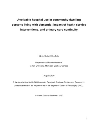 Avoidable hospital use in community-dwelling persons living with dementia: impact of health service interventions, and primary care continuity thumbnail