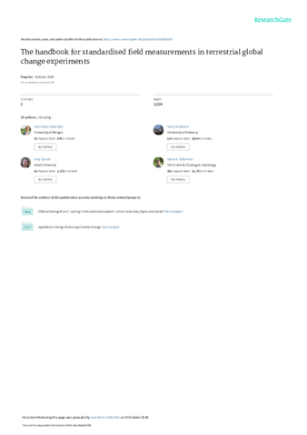 The handbook for standardised field measurements in terrestrial global change experiments thumbnail