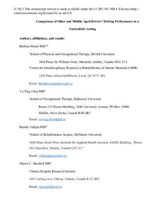 Comparison of older and middle-aged drivers' driving performance in a naturalistic setting thumbnail