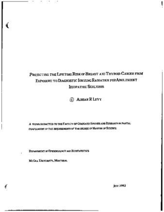 Projecting the lifetime risk of breast and thyroid cancer from exposure to diagnostic ionizing radiation for adolescent idiopathic scoliosis thumbnail