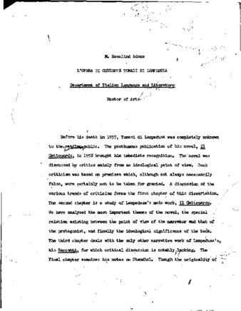 L'opera di Giuseppe Tomasi di Lampedusa. thumbnail