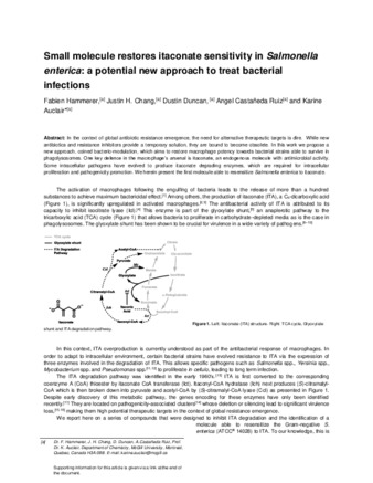 Small molecule restores itaconate sensitivity in Salmonella enterica: a potential new approach to treat bacterial infections thumbnail