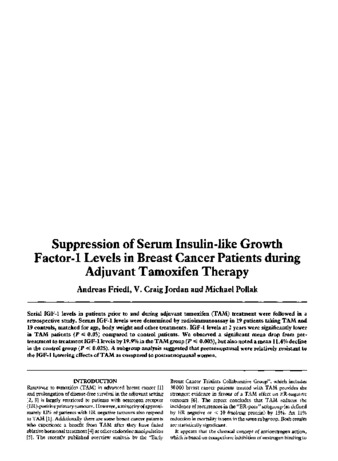 Suppression of serum insulin-like growth factor-I levels in breast cancer patients during adjuvant tamoxifen therapy thumbnail