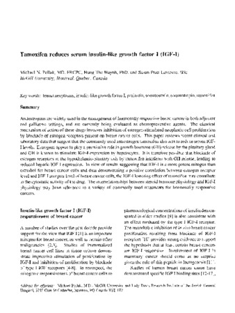 Tamoxifen reduces serum-like growth factor I (IGF-I) thumbnail