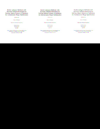 Krylov-subspace methods with dynamic deflated restarting for solving adjoint systems of equations for aerodynamic shape optimization thumbnail