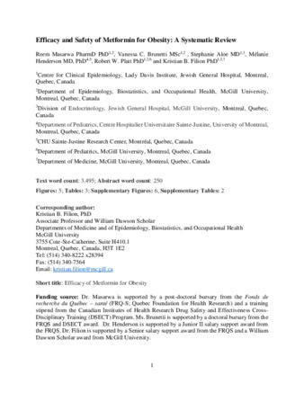 Efficacy and Safety of Metformin for Obesity: A Systematic Review  thumbnail