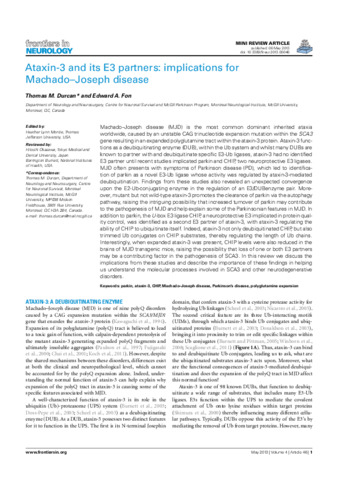 Ataxin-3 and its E3 partners: implications for Machado–Joseph disease thumbnail