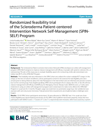 Randomized feasibility trial of the Scleroderma Patient-centered Intervention Network Self-Management (SPIN-SELF) Program thumbnail