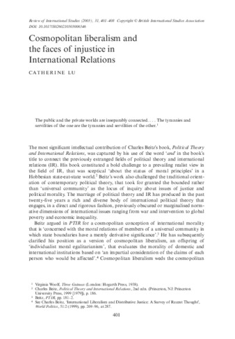 Cosmopolitan liberalism and the faces of injustice in International Relations thumbnail