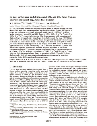 Do pool surface area and depth control CO2 and CH4 fluxes from an ombrotrophic raised bog, James Bay, Canada? thumbnail