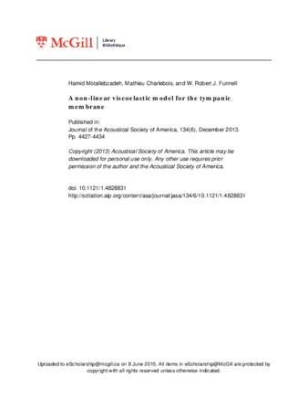 A non-linear viscoelastic model for the tympanic membrane thumbnail