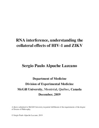 RNA interference, understanding the collateral effects of HIV-1 and ZIKV thumbnail